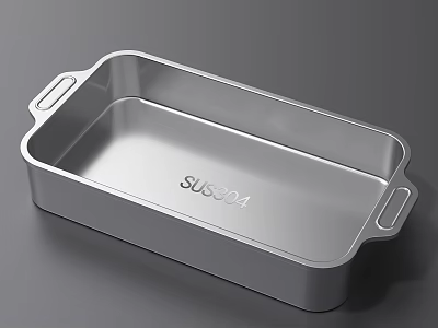 SUS304 Stainless Steel Baking Pan With Dual Handles For Kitchen Cooking 3d model