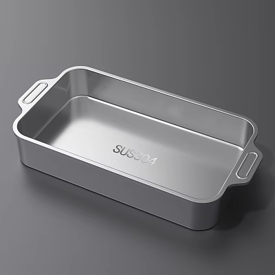 SUS304 Stainless Steel Baking Pan With Dual Handles For Kitchen Cooking 3d model