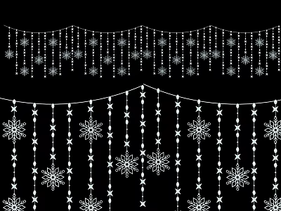 Decorative String Lights with Snowflake and Star Patterns for Festive Home Party Decoration 3d model
