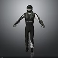Racing Driver Wearing Black And White Racing Suit With TecnamLamb Logo Helmet And Gloves