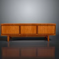 Modern Wooden TV Stand With Three Cabinets And Sleek Wooden Legs Design