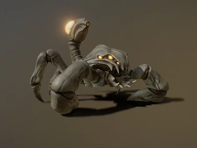 Game Movie Character Crab Like Creature With Glowing Yellow Eyes And Mechanical Claws 3d model