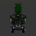 Green Military Armored Tank With Radar Antenna And Heavy Duty Wheels