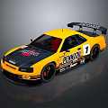 Yellow Black Penzol Racing Car With Nismo Red Bull Livery And Rear Wing