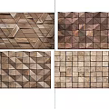 Wooden Wall Panel With Modern Geometric Triangular Wood Tiles And Natural Texture