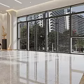 Modern Minimalist Corporate Reception Area With Custom Brand Logo Wall And Lush Indoor Plants