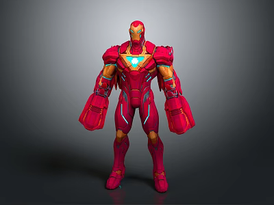 Detailed Red Iron Man Armor With Glowing Core And Mechanical Details 3d model