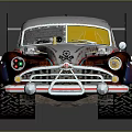 Vintage Race Car With Graffiti Design Rear Spoiler Number 37 And Multicolor Body