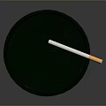 Green Round Glass Ashtray With White Cigarette On Dark Background