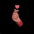 3D Rendered Cartoon Hand With Upward Pointing Finger And Pink Heart Floating