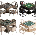 Different Mahjong Table Sets With Matching Chairs And Stylish Designs 3d model