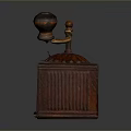 Vintage Brown Electronic Coffee Grinder Appliance With Handle Top Hole And Dark Background