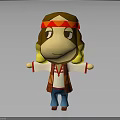 Cartoon Animal Character With Brown Fur Red White Top Blue Pants And Yellow Headband Decorations