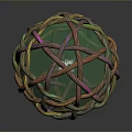 Artistic Green Sphere With Intricate Colorful Woven Rope And Glossy Surface
