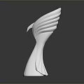 Shiny Trophy with Silver Base and Golden Leaf Shaped Top on Gray Background