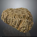 Natural Wooden Stone Block With Rough Textured Surface And Organic Patterns