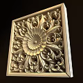 Intricate Floral Carving With Golden Scroll Patterns In Decorative Square Frame 3d model