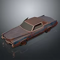 Rusty Vintage Classic Car With Brown Blue Rust On Body And Retro Design