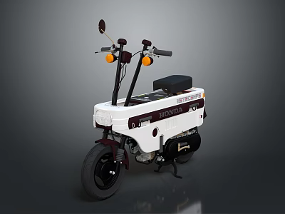 White And Black Compact Motorcycle With Classic Handlebars Rearview Mirrors And Stylish Seat Design 3d model