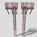 Durable Dual Industrial Metal Platforms with Safety Railings and Ladder Structures