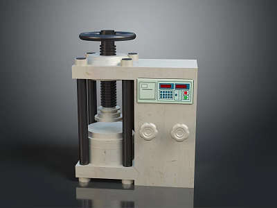 Industrial Compression Testing Machine with Black Handwheel Metal Frame Control Panel Digital Display and Knobs 3d model