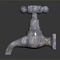 Vintage Textured Metal Faucet With Classic Handle Design For Home Decoration