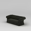 Tech Exhibition Hall Interior With Black Tufted Vintage Style Sofa Design 3d model