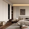 Modern Bedroom Interior Design With Large Bed Nightstands Pendant Light And Accent Chair