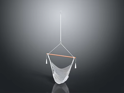 Practical Hanging Storage Net For Home Use With White Mesh Orange Rod And Tassels 3d model