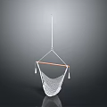 Practical Hanging Storage Net For Home Use With White Mesh Orange Rod And Tassels
