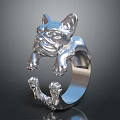 French Bulldog Shaped Silver Ring Unique Animal Design Jewelry Accessory For Fashion Lovers