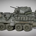 Military Wheeled Combat Tank With Cannon Storage Compartments And Equipment