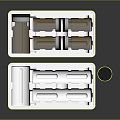 Medical Devices Storage Tray with Brown Bottles and White Plastic Compartments