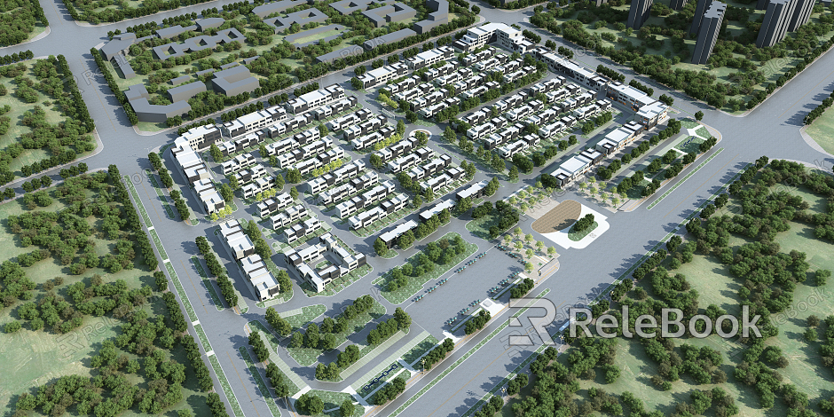 A modern aerial view of real estate development model