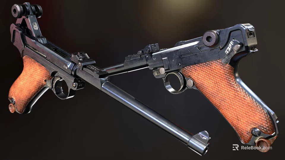 Vintage Firearm With Wooden Grip Metal Barrel And Detailed Components 3d model 