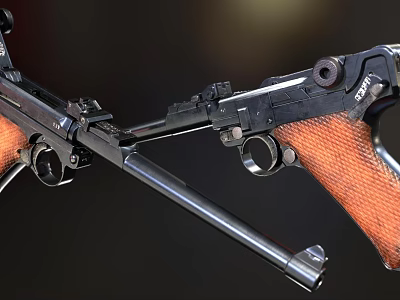 Vintage Firearm With Wooden Grip Metal Barrel And Detailed Components 3d model