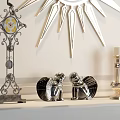 Elegant Console Table Setup With Starburst Mirror Two Chairs And Decorative Items 3d model