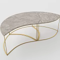 Elegant Modern Coffee Tables With Textured Top And Gold Metal Frame Design