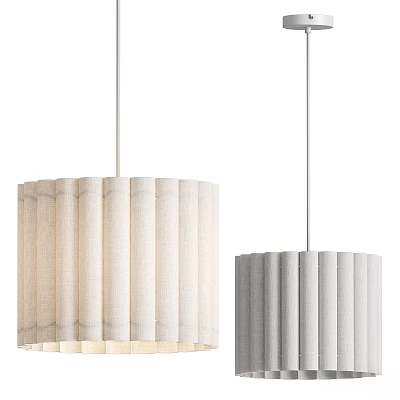 Modern Fabric Pendant Lights With Pleated Design In Beige And Grey Shades 3d model