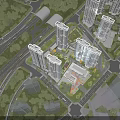Modern Aerial Planning With High Rise Buildings Road Network Greenery And Urban Layout
