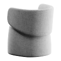 Modern Beige Accent Chair With Curved Armrests And Upholstered Fabric For Contemporary Living Space