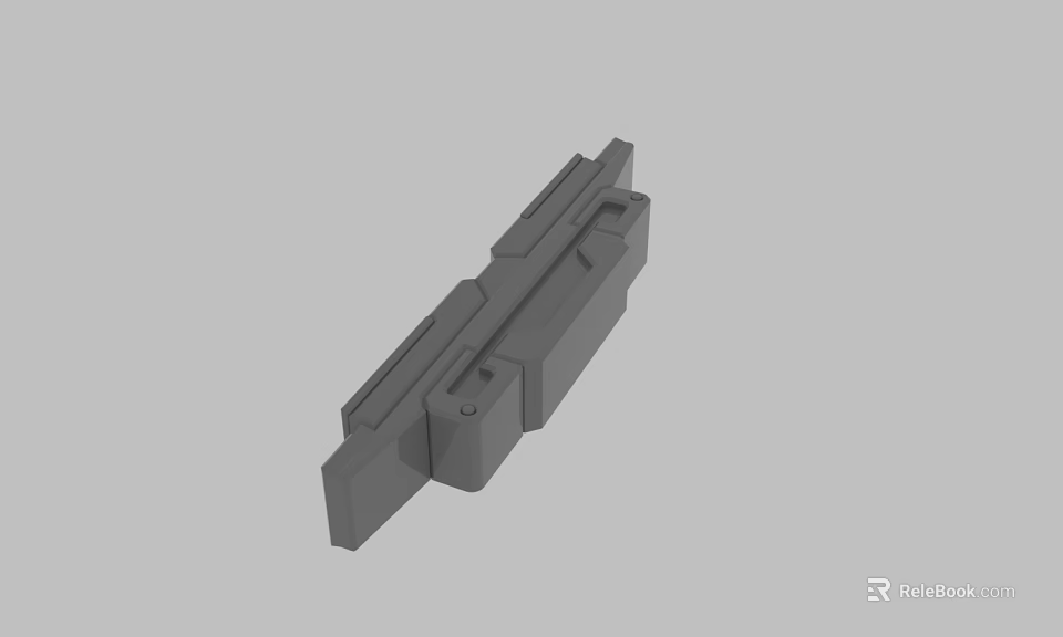 Gray Industrial Mechanical Part 3D Model With Structural Grooves And Joints 3d model 