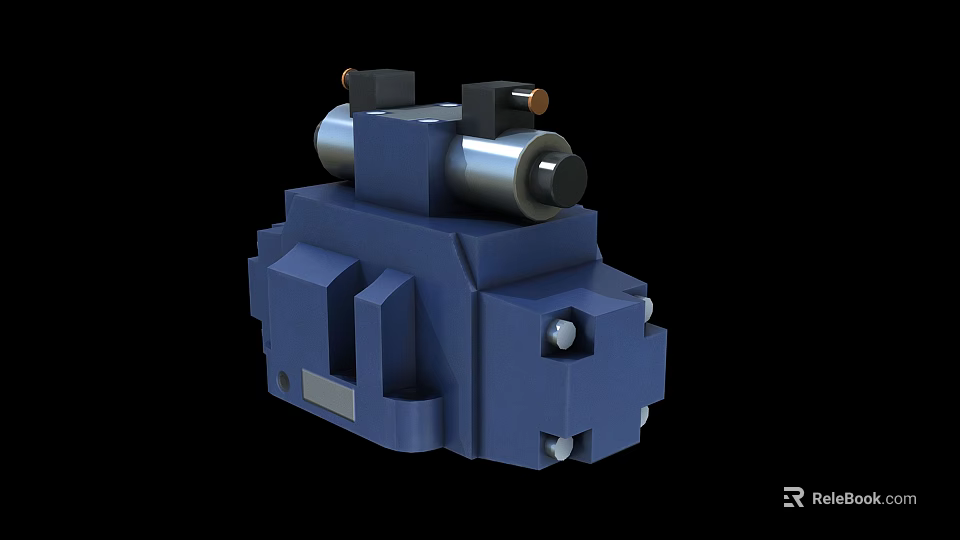 Detailed Blue Metal Mechanical Component With Cylindrical Parts And Bolts 3d model 