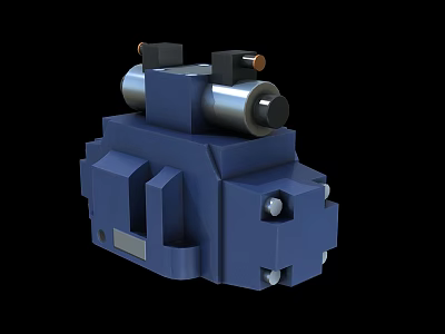 Detailed Blue Metal Mechanical Component With Cylindrical Parts And Bolts 3d model