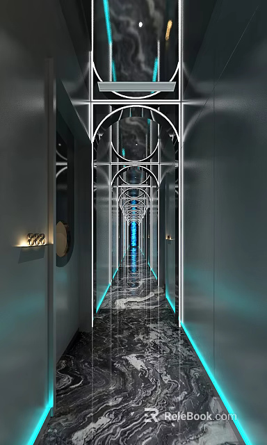 Luxury SPA Sauna Interior With Modern Lighting And Marble Flooring Design 3d model