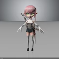 Pink Haired Elf Archer Character With Green Eyes And Bow
