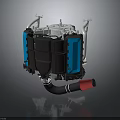 Industrial Mechanical Equipment With Blue Black Casing White Brackets And Pipes