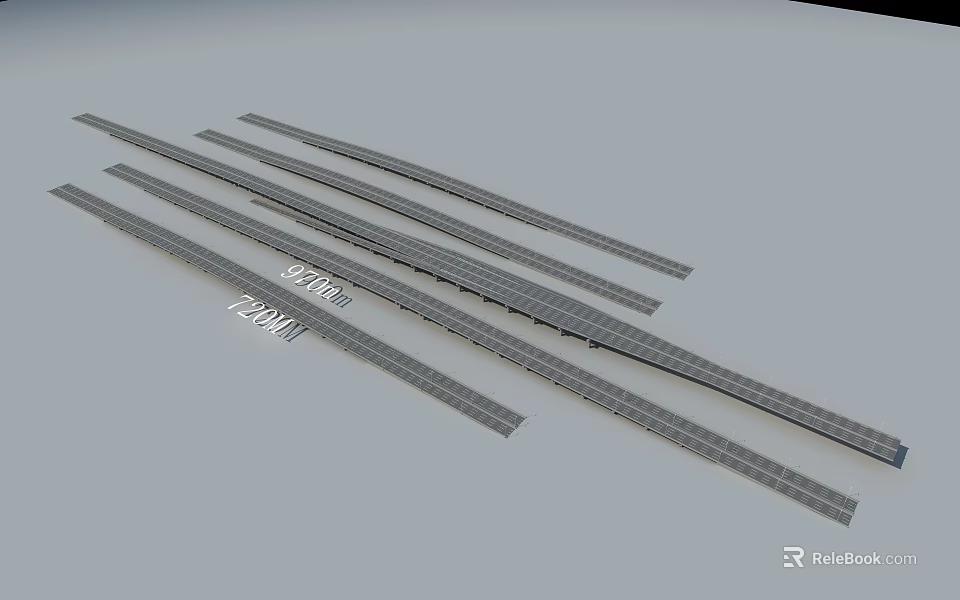 Railway Bridge Models With Various Length Tracks And Steel Structure 3d model 