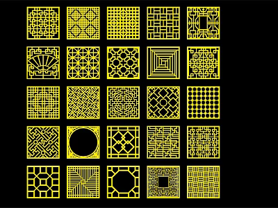 Various Decorative Lattice Window Designs With Intricate Traditional And Geometric Patterns 3d model