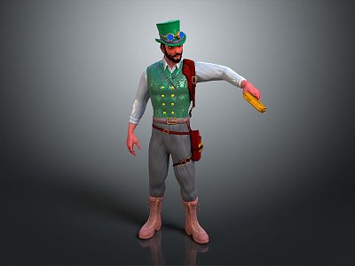 Modern game character magician sorcerer clown warrior 3d model